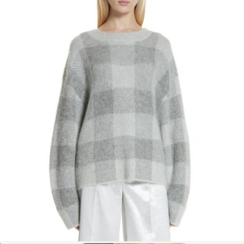 Vince Alpaca and Mohair Crew Neack Blocks sweater in gray color